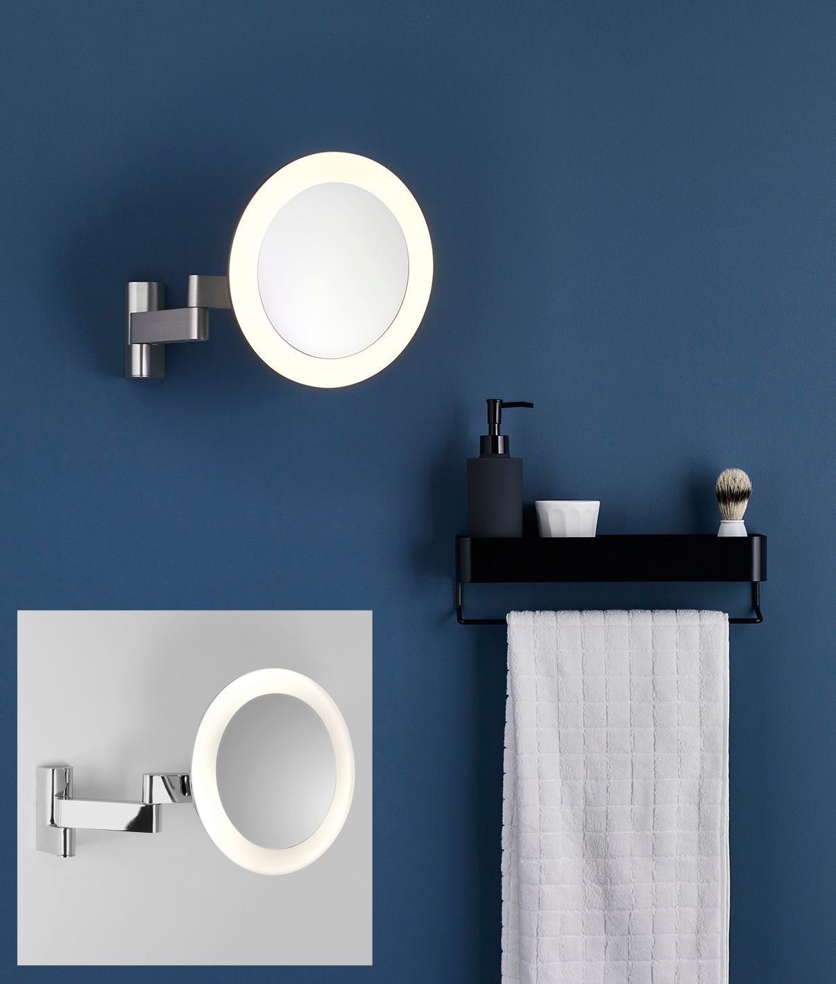 Edge Lit Bathroom Shaving Mirror – 5x Magnification Extending Arm Inside Edge Lit Led Wall Mirrors (View 5 of 15)
