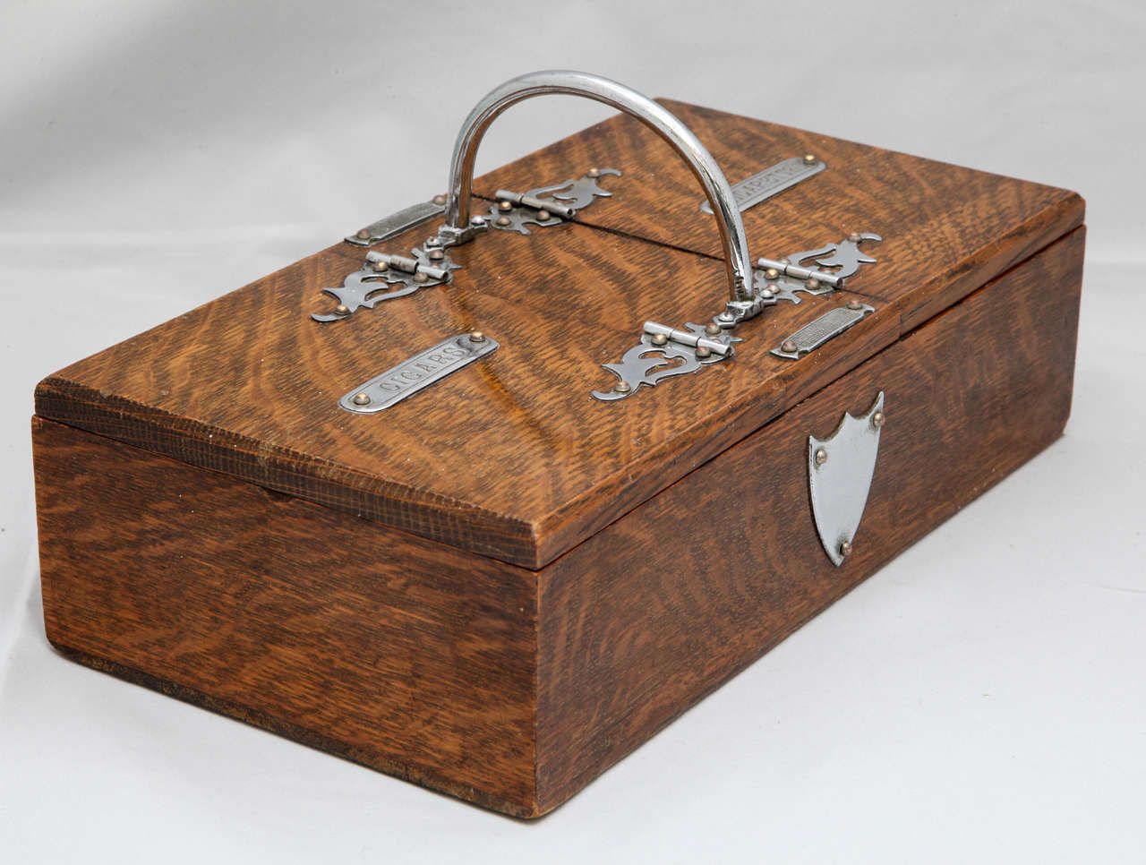 Edwardian Silver Plate Mounted Oak Humidor At 1stdibs Pertaining To Wide Palermo Tobacco L Shaped Desks (View 11 of 15)