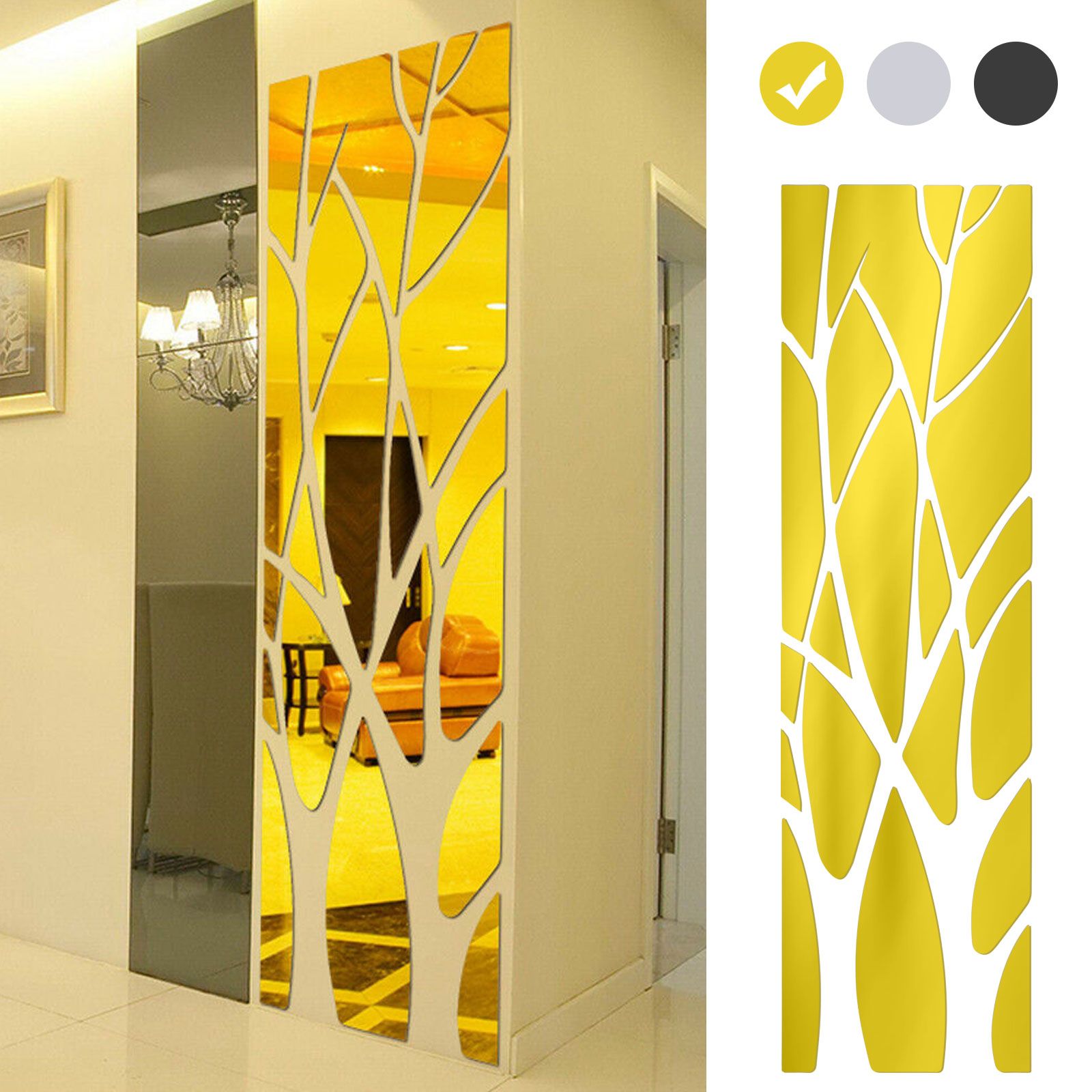 Eeekit 3d Mirror Wall Stickers, Tree Branch Pattern Self Adhesive In Cromartie Tree Branch Wall Mirrors (View 9 of 15)