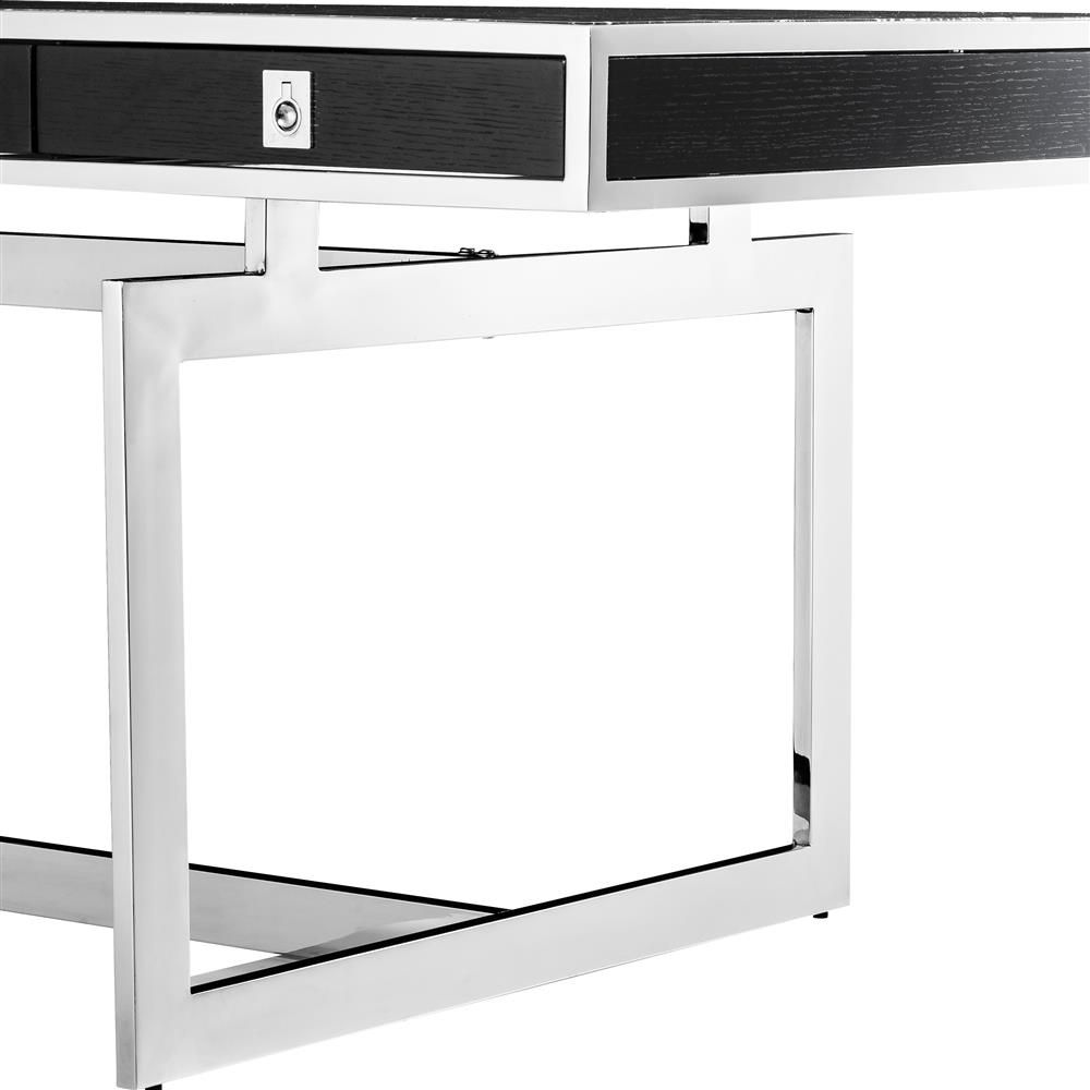 Eichholtz Evolution Modern Classic Black Faux Marble Stainless Steel Desk In Modern Black Steel Desks (View 10 of 15)