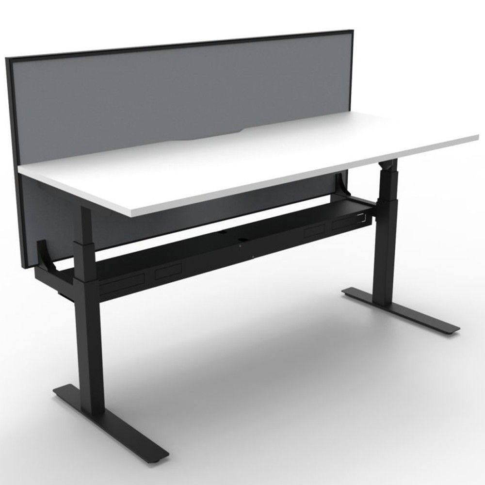 Electric Height Adjustable Standing Desk With Screen White Black | Apex Intended For White Adjustable Stand Up Desks (View 11 of 15)