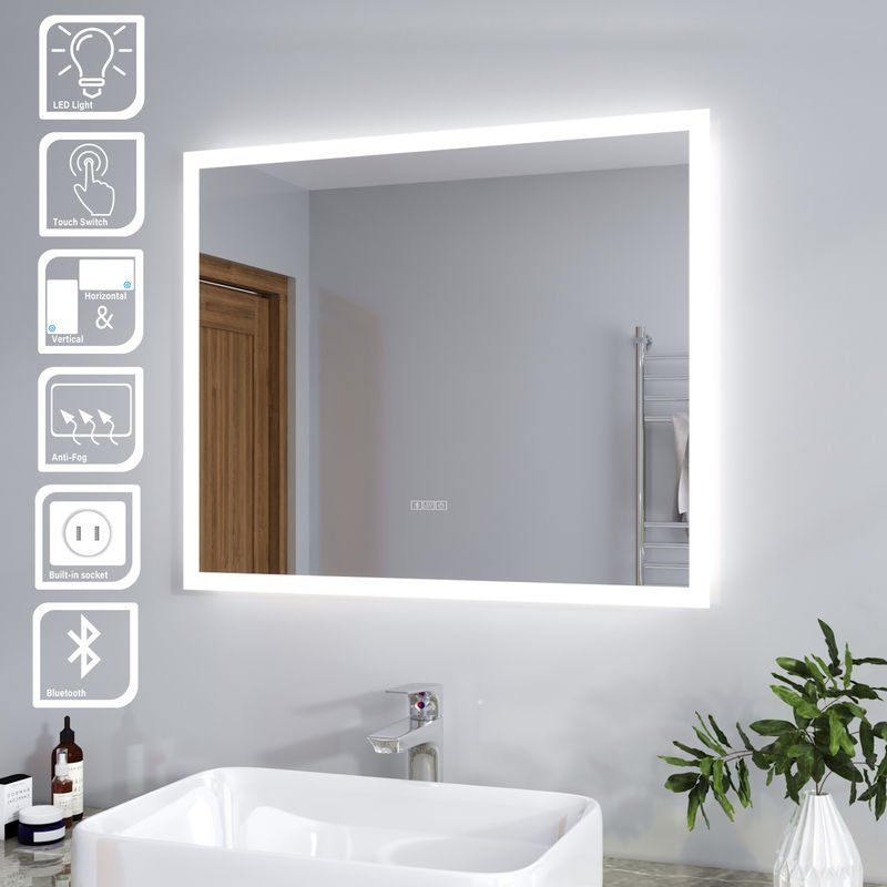 Elegant Anti Foggy Wall Mounted 600 X 500mm Mirror,back Lit Led In Ceiling Hung Satin Chrome Wall Mirrors (Photo 14 of 15)