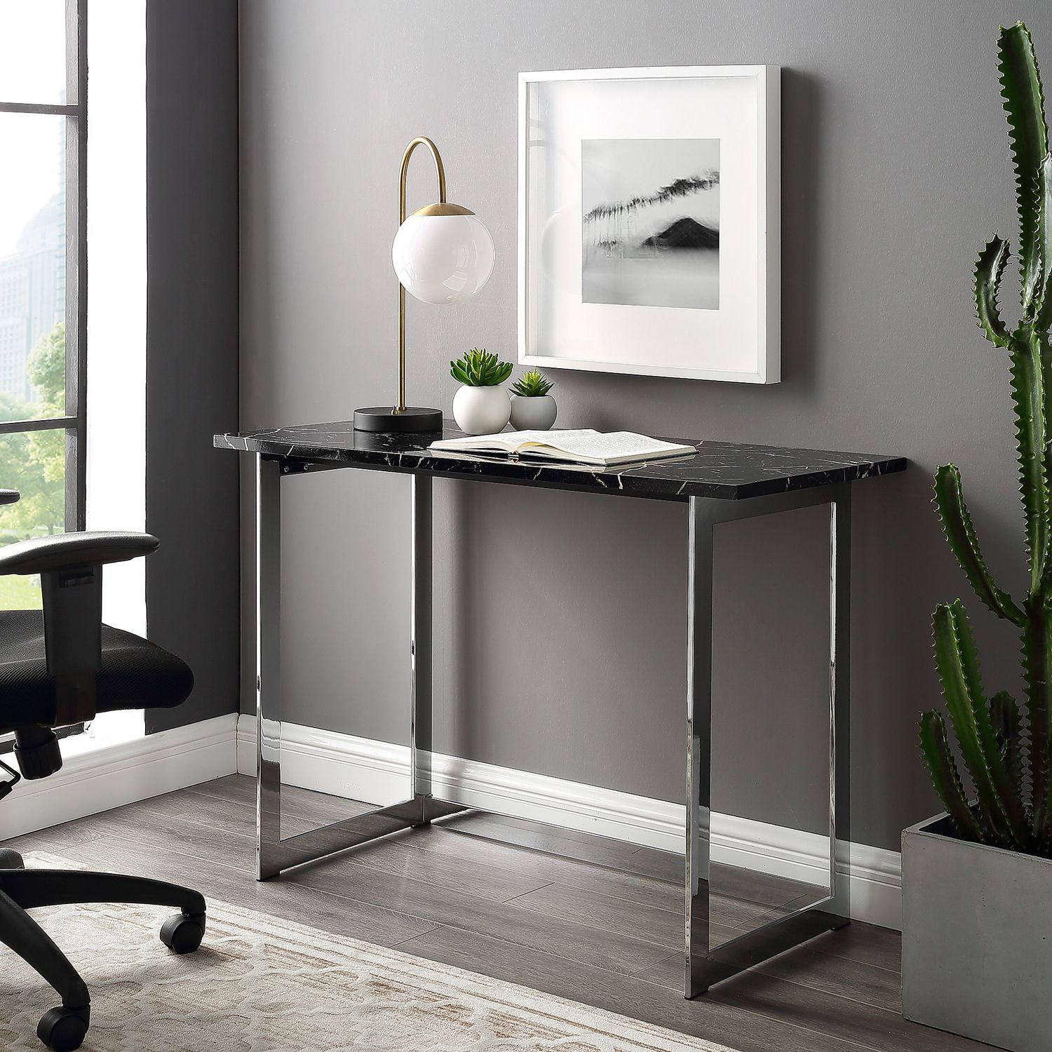 Elegant Glam Faux Marble Writing Desk – Pier1 Imports For Gold And Wood Glam Modern Writing Desks (View 1 of 15)