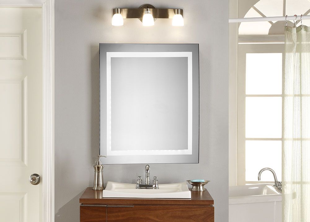 Elegant Lighting Mre 6010 Element Contemporary Glossy White Led 28" X Regarding White Square Wall Mirrors (View 3 of 15)
