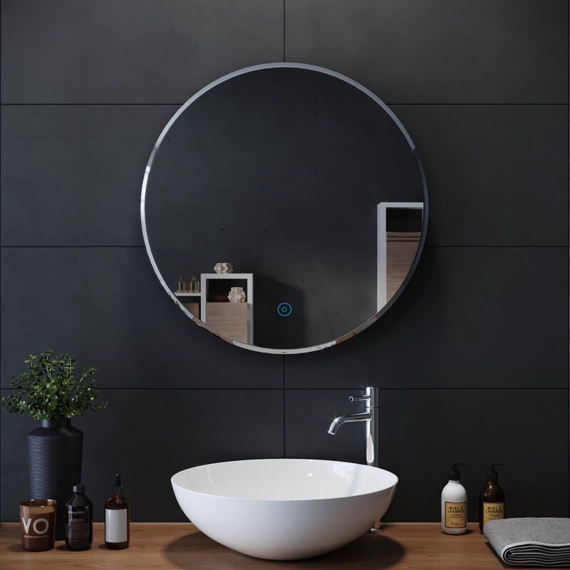 Elegant Round Bathroom Mirror Illuminated Led Light Backlit Makeup With Regard To Round Backlit Led Mirrors (View 7 of 15)