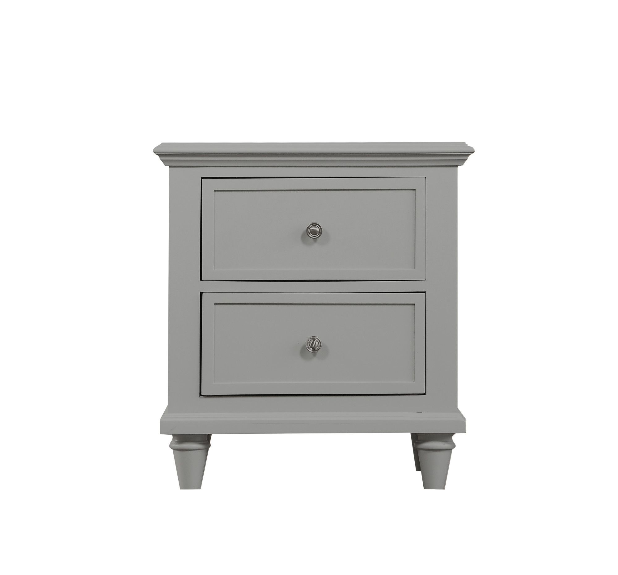Emerald Home Home Décor Iv Light Gray Nightstand With Turned Wood Legs With Regard To Brushed Antique Gray 2 Drawer Wood Desks (Photo 3 of 15)