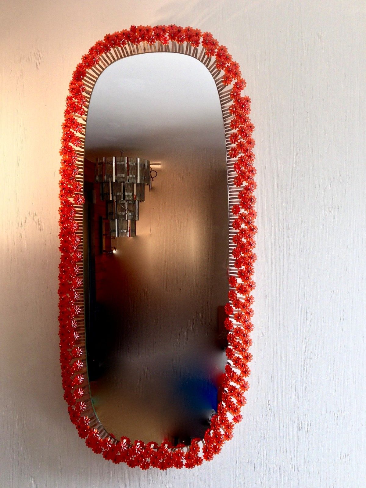 Emil Stejnar Backlit Orange Flower Mirror 1.2m | Flower Mirror, Orange With Bruckdale Decorative Flower Accent Mirrors (Photo 7 of 15)
