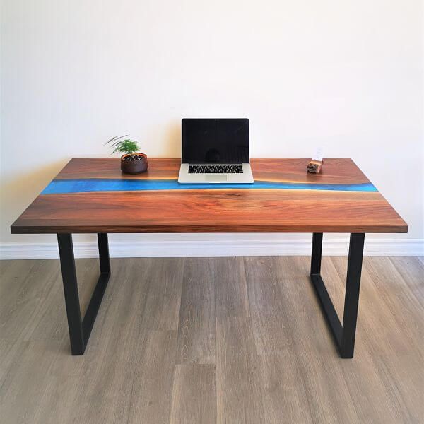 Epoxy River Desk ️ Black Walnut Office Table | 1benmu Toronto Within Walnut Wood And Black Metal Office Desks (View 9 of 15)