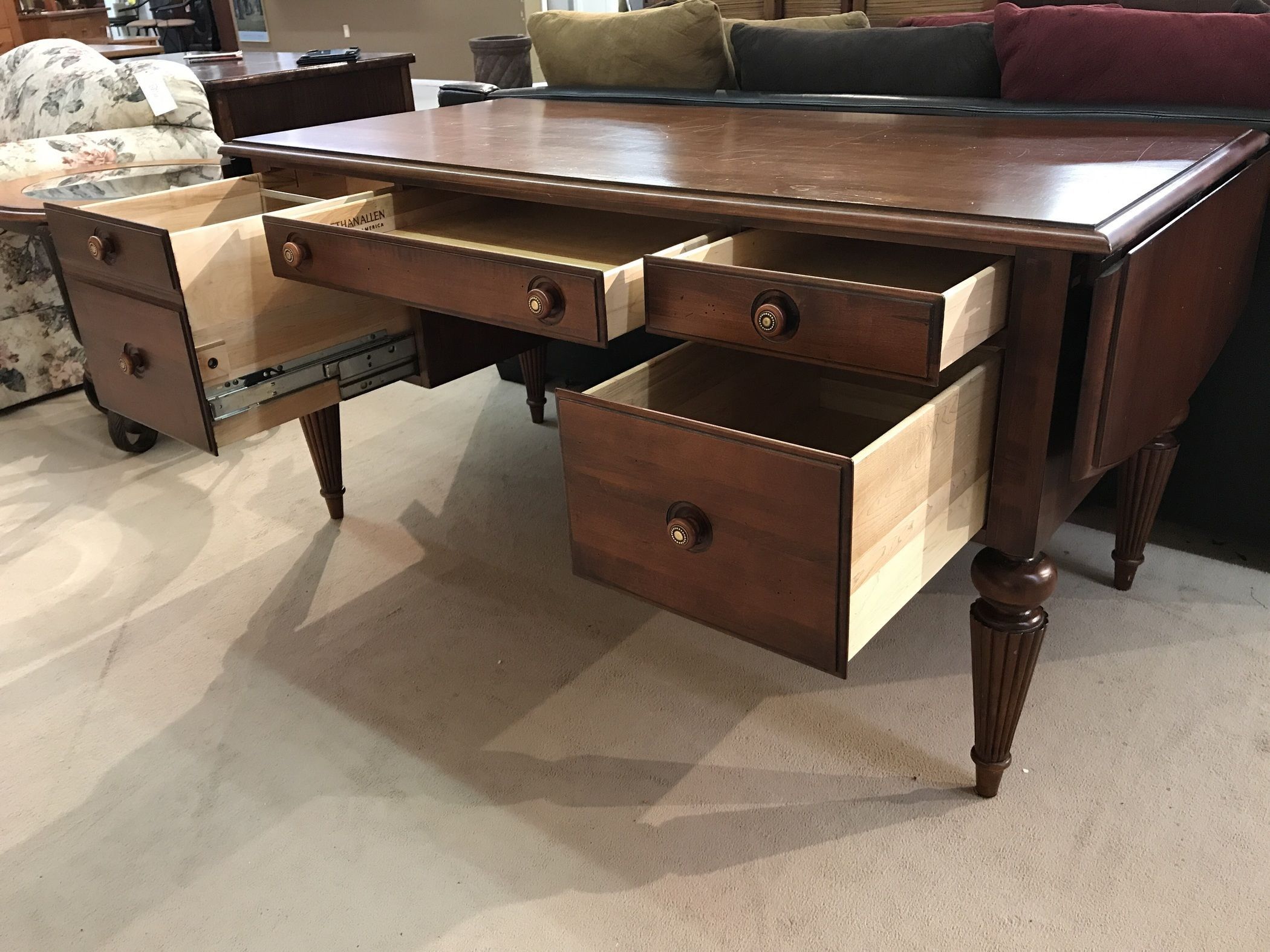 Ethan Allen Drop Leaf Desk | Delmarva Furniture Consignment For Drop Leaf Computer Writing Desks (Photo 1 of 15)