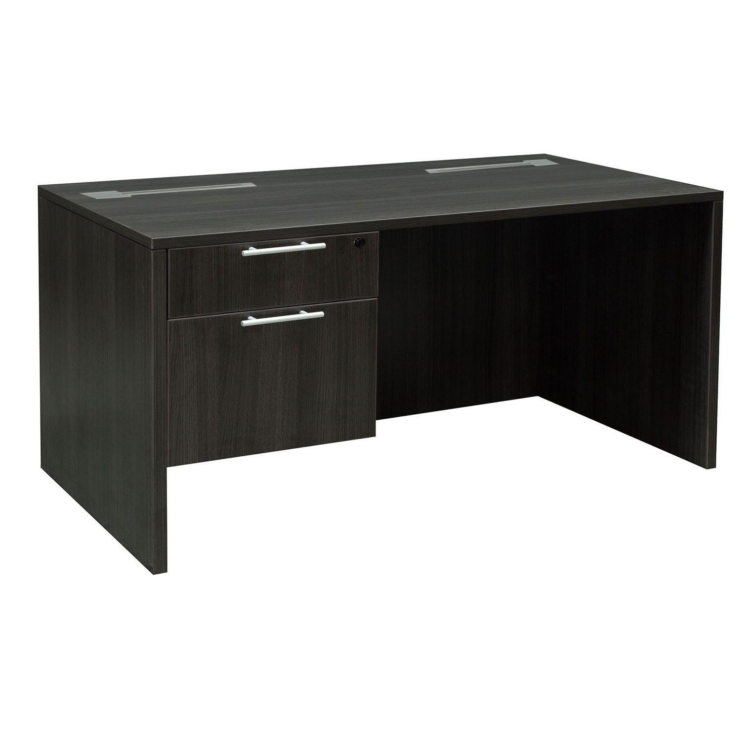 Everyday 30x60 Single Pedestal Laminate Desk, Gray – National Office Regarding Gray Reversible Desks With Pedestal (View 14 of 15)