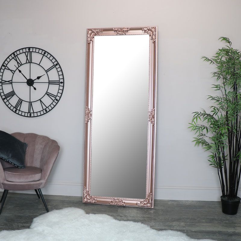 Extra, Extra Large Ornate Rose Gold Pink Full Length Wall Floor Mirror With Superior Full Length Floor Mirrors (View 6 of 15)