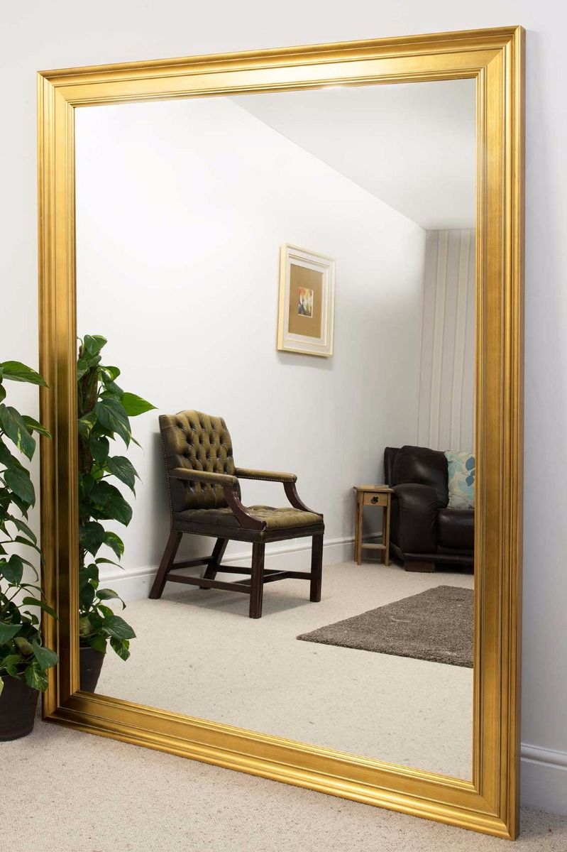 Extra Large Gold Coloured Modern Big Leaner Wall Mirror New Within Sartain Modern & Contemporary Wall Mirrors (View 12 of 15)
