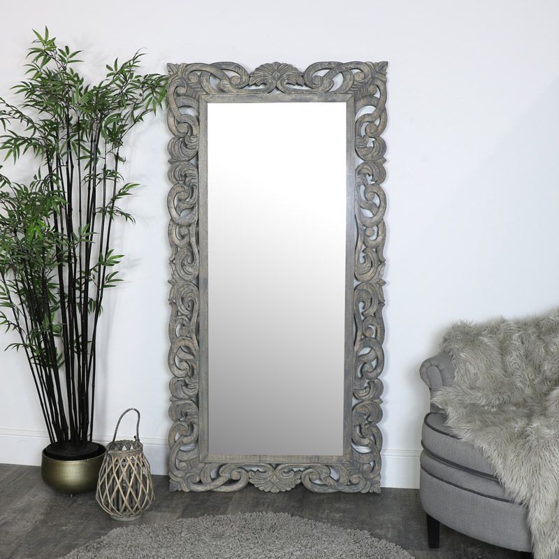 Extra Large Ornate Grey Wall Mirror | Melody Maison® Within Steel Gray Wall Mirrors (Photo 9 of 15)