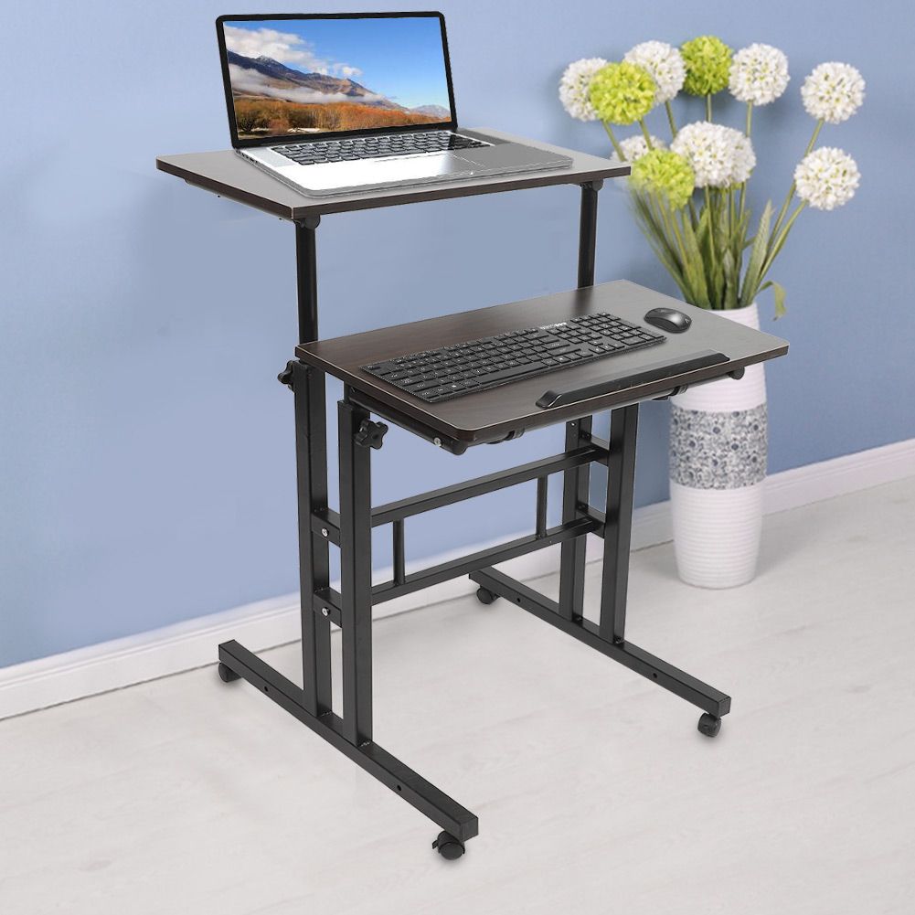 Faginey Adjustable Standing Laptop Desk,60cm Adjustable Height Stand Up Inside Espresso Adjustable Stand Up Desks (View 11 of 15)