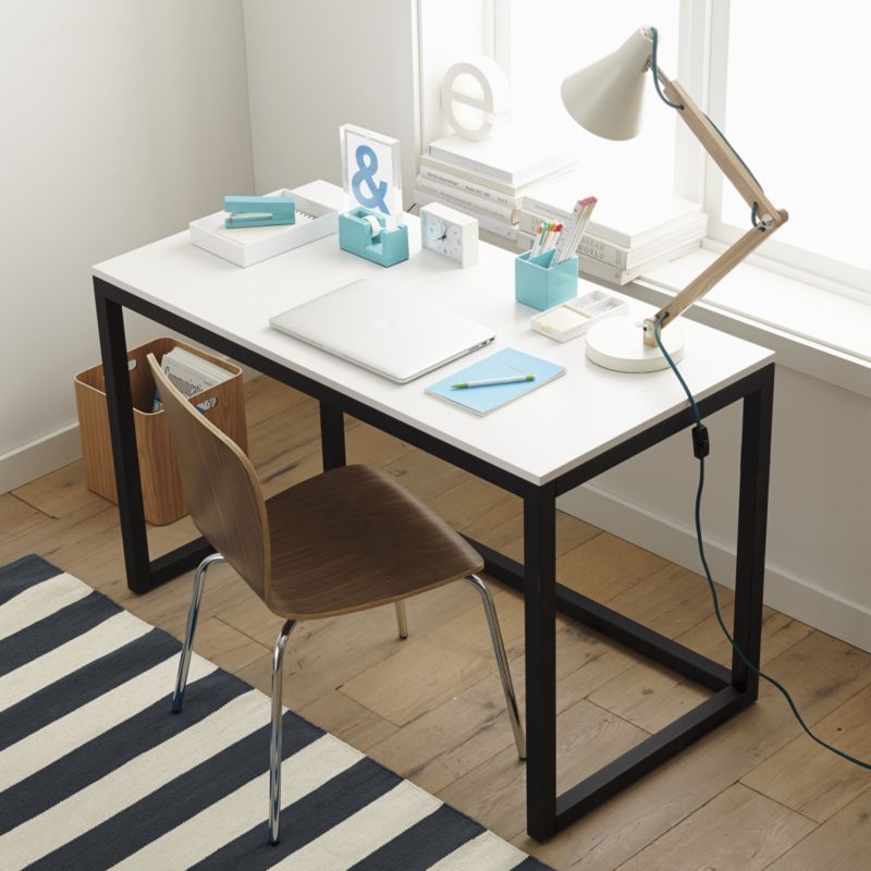 Finn White Top Desk With Black Base | Modern Home Office Desk, Crate In White And Black Office Desks (View 5 of 15)