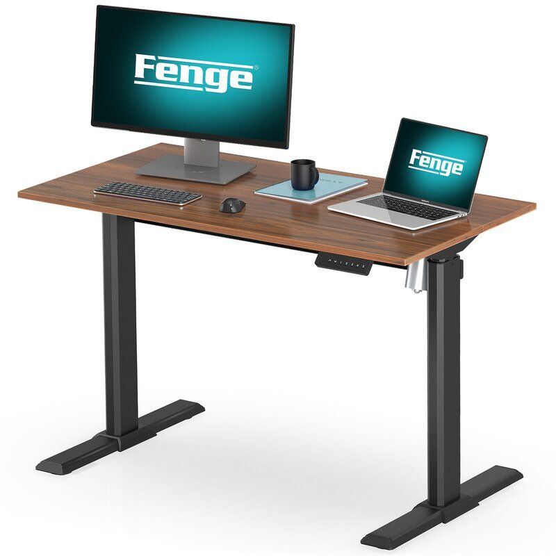 Fitueyes Fenge Electric Stand Up Desk 48x24 Inches Standing Desk Height Regarding Walnut Adjustable Stand Up Desks (Photo 5 of 15)