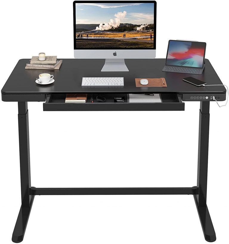 Flexispot Standing Desk With Drawers Electric Stand Up Desk 48 X 24 With Writing Desks With Usb Port (Photo 4 of 15)