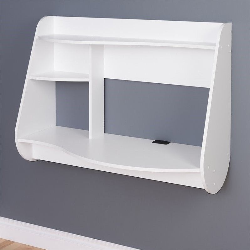 Floating Desk In White – Wehw 0901 1 With Regard To Cinnamon Off White Floating Office Desks (Photo 15 of 15)