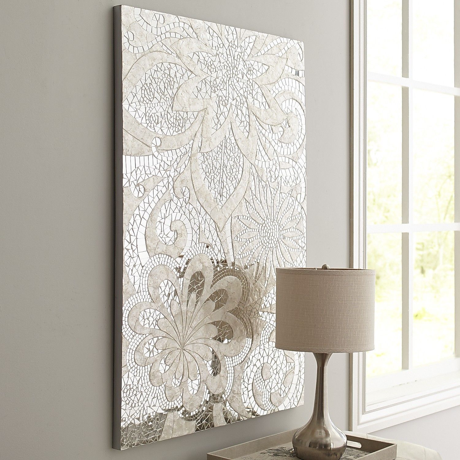 Floral Capiz Wall Panel | Decor, Wall Paneling, Pier One Wall Art Throughout Shell Mosaic Wall Mirrors (View 7 of 15)