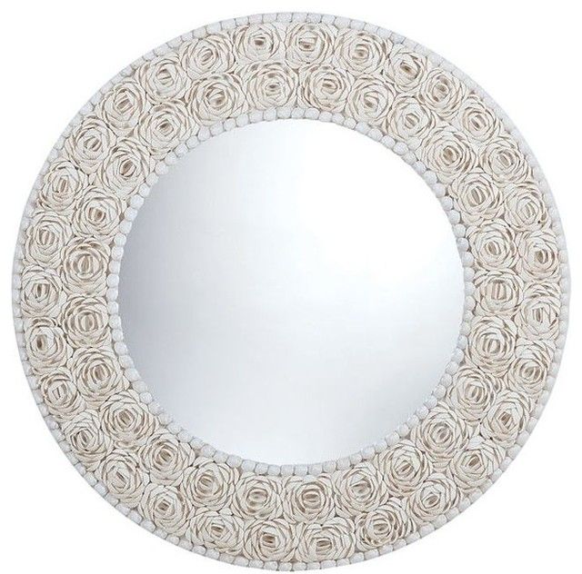 Floral Pattern Clam Shell Framed Mirror Round – Wall Mirrors – With Shell Wall Mirrors (View 14 of 15)