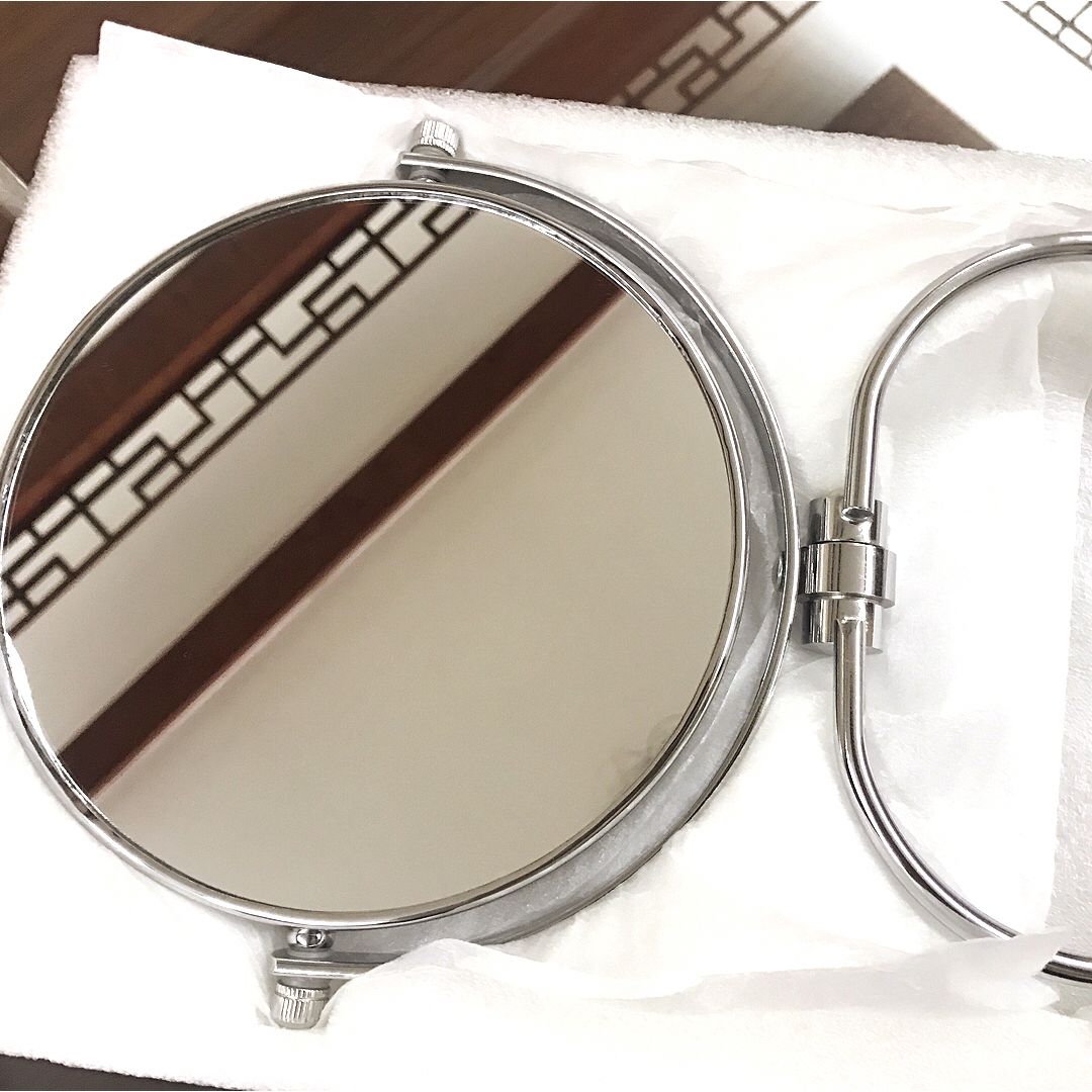 Folding Makeup Mirror Standing 3x Double Sided Round Throughout Sunburst Standing Makeup Mirrors (View 11 of 15)
