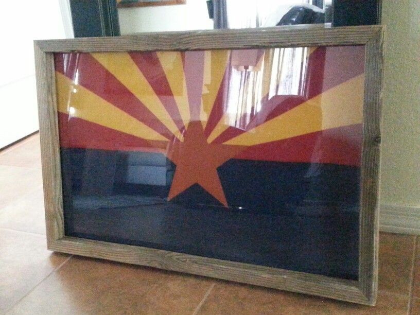 Framed Arizona State Flag, Reclaimed Wood Frame. Facebook Throughout Gaunts Earthcott Wall Mirrors (Photo 9 of 15)