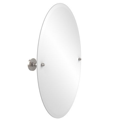 Frameless Oval Tilt Mirror With Beveled Edge, Satin Nickel | Mirror With Ceiling Hung Polished Nickel Oval Mirrors (Photo 8 of 15)