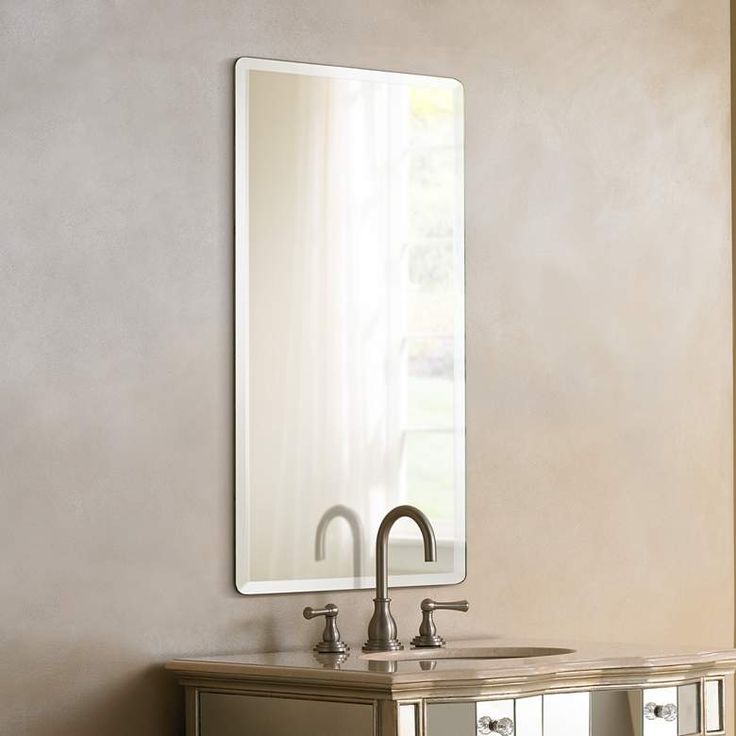 Frameless Rectangular 20" X 30" Beveled Wall Mirror – #p1401 | Lamps Regarding Tetbury Frameless Tri Bevel Wall Mirrors (Photo 6 of 15)