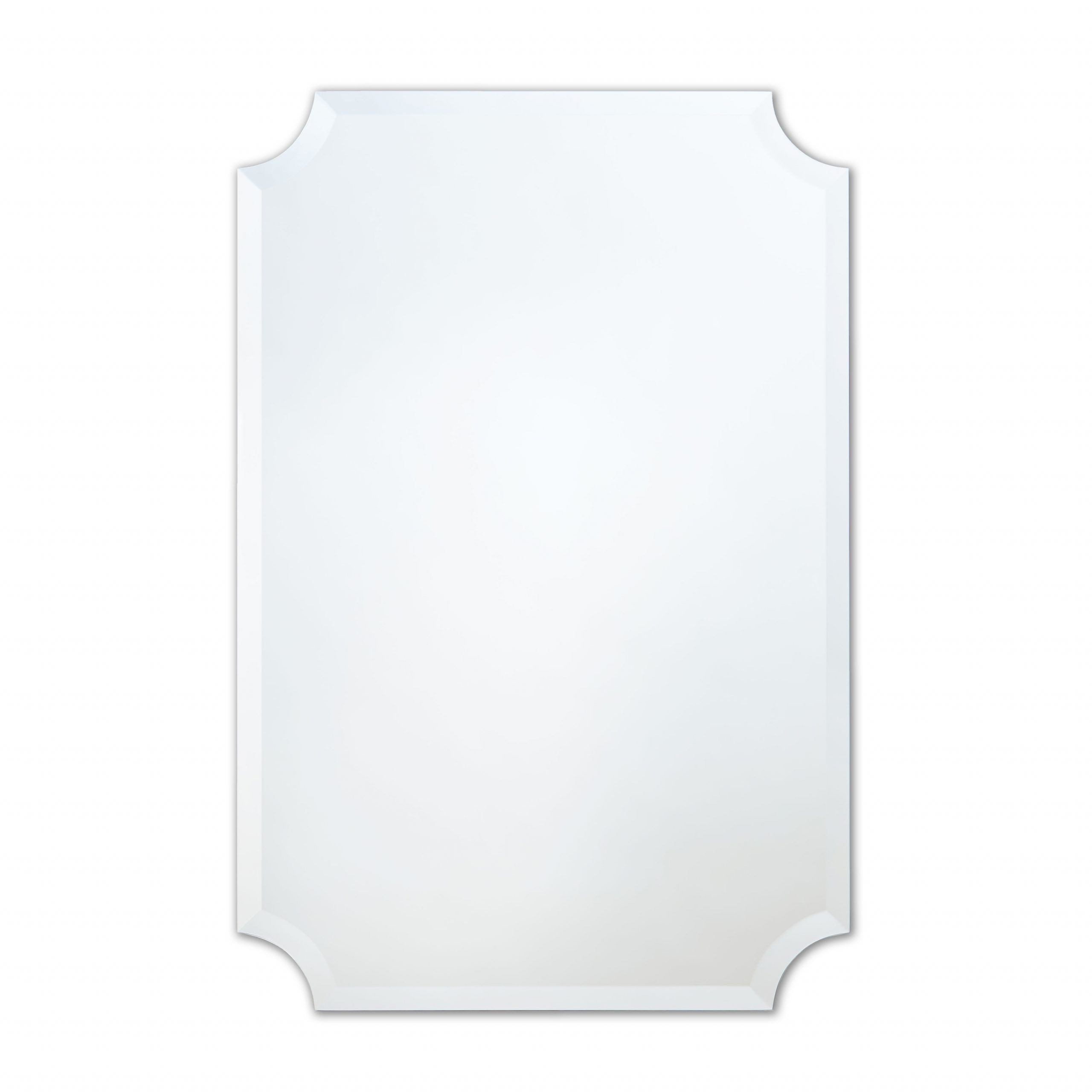 Frameless Scalloped Rectangle Wall Mirror – Clear – 24 In X 24 In X 36 In Reign Frameless Oval Scalloped Beveled Wall Mirrors (Photo 1 of 15)