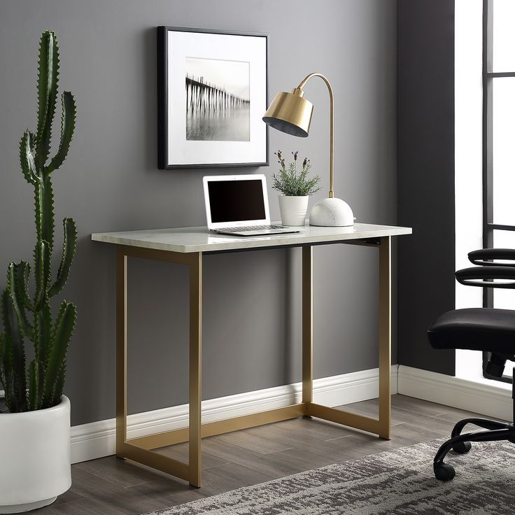 Free 2 Day Shipping. Buy Manor Park Modern Writing Computer Desk With Brown Faux Marble Writing Desks (Photo 5 of 15)