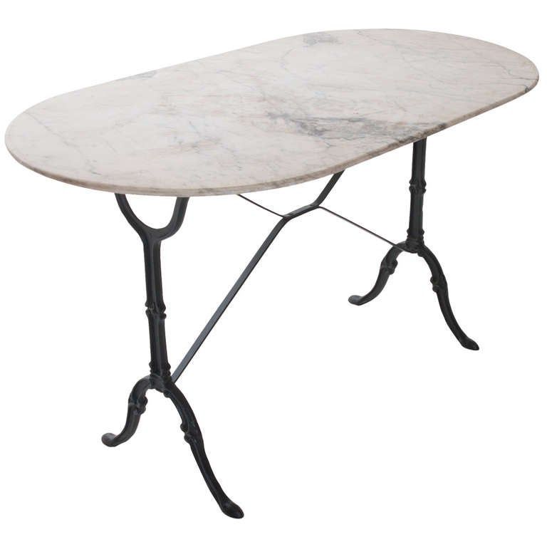 French 1920's White Marble Top And Iron Bistro Table At 1stdibs Pertaining To Iron And White Marble Desks (View 3 of 15)
