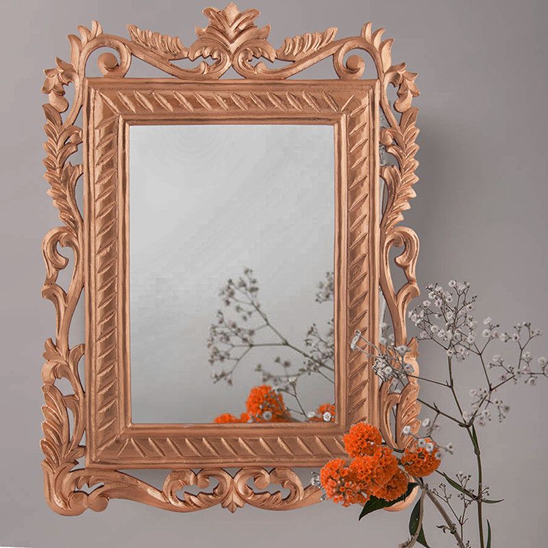 French Carved Royal Vintage Decorative Wooden Wall Mirror, Antique Regarding Booth Reclaimed Wall Mirrors Accent (Photo 13 of 15)