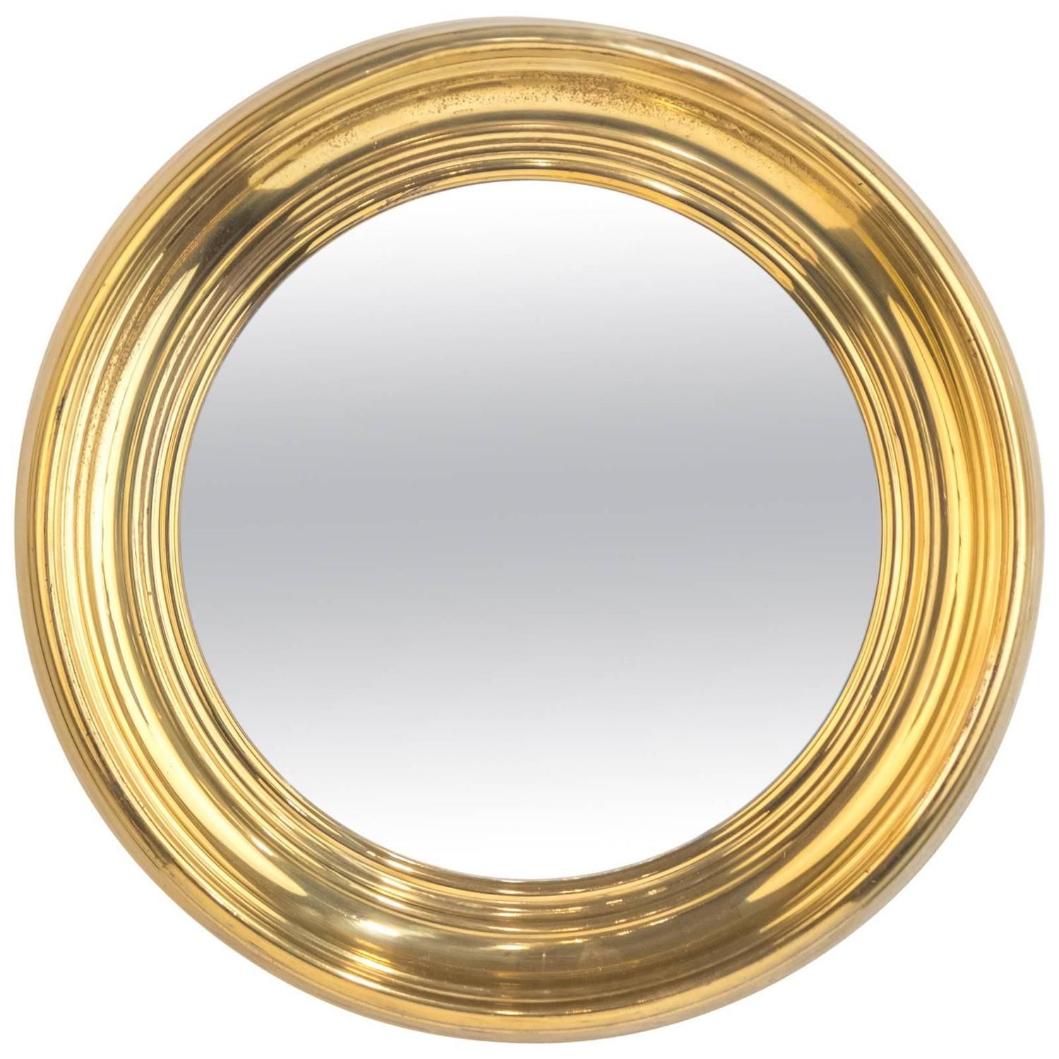 French Vintage Round Brass Mirror At 1stdibs With Antique Brass Wall Mirrors (View 12 of 15)