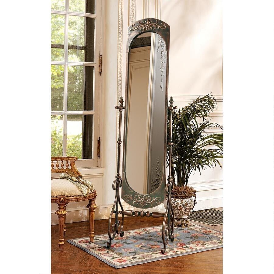 Full Length Floor Mirror Decorative Metal Dressing Stand Cheval Beveled Intended For Antique Brass Standing Mirrors (Photo 10 of 15)