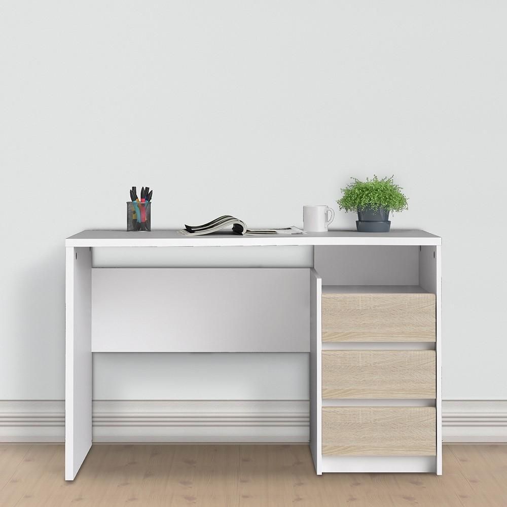 Function Plus 3 Drawer White Oak Desk | Home Office Furniture | Fads Within White Modern Nested Office Desks (Photo 11 of 15)
