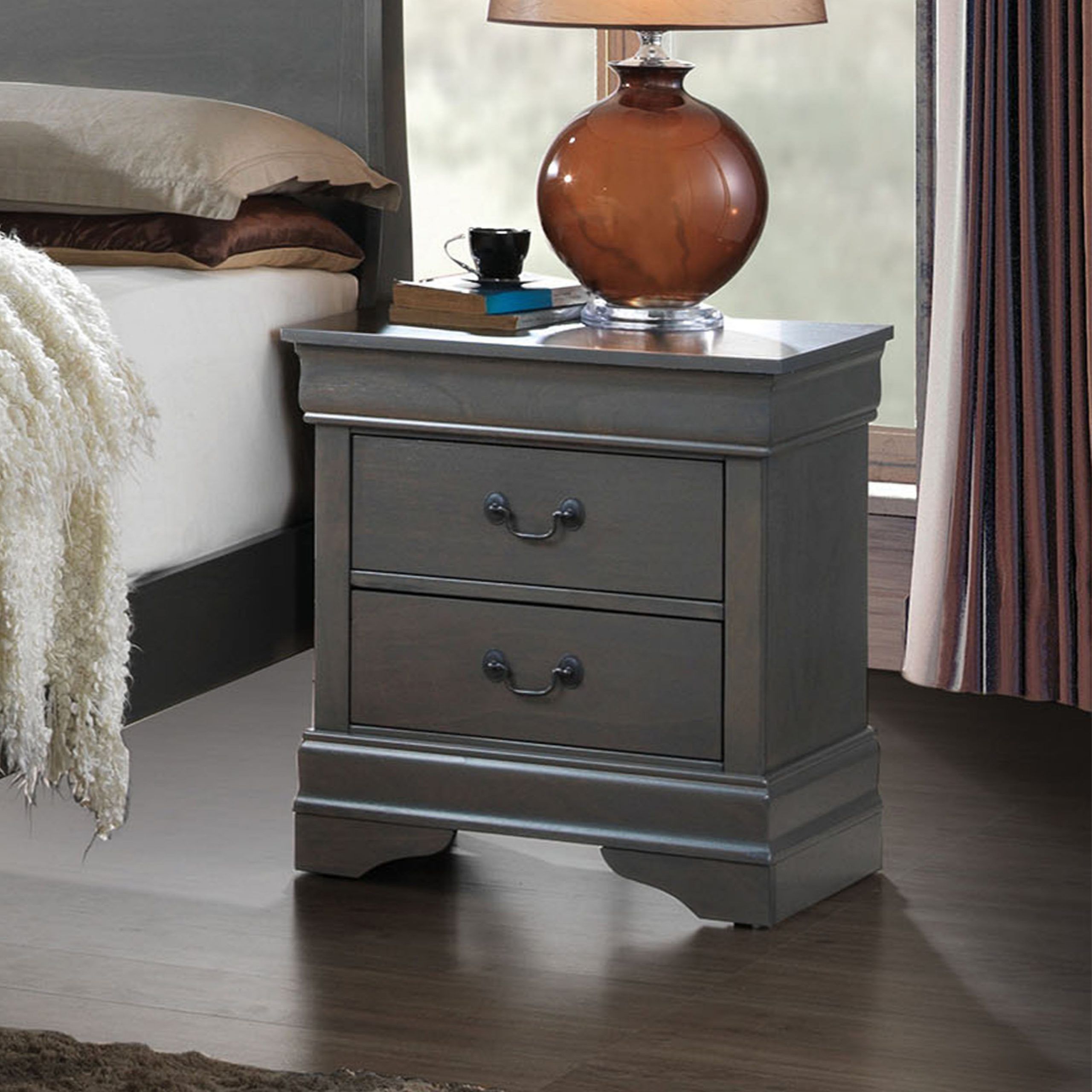 Furniture Of America Claudet Contemporary Nightstand With 2 Drawer Throughout Gray And Gold 2 Drawer Desks (View 2 of 15)