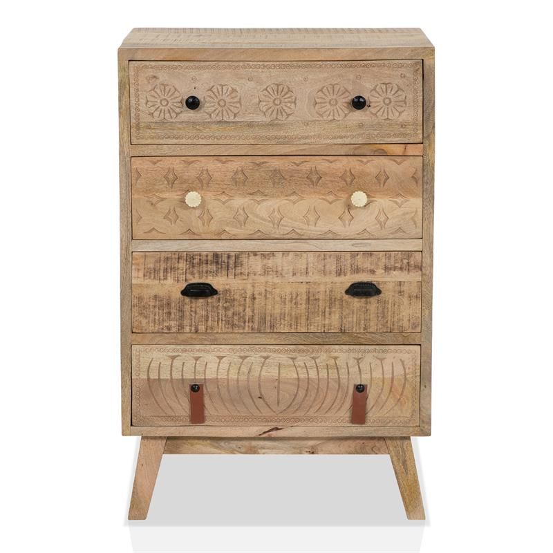 Furniture Of America Druze Rustic Wood 4 Drawer Chest In Natural With Regard To Natural Peroba 4 Drawer Wood Desks (View 2 of 15)