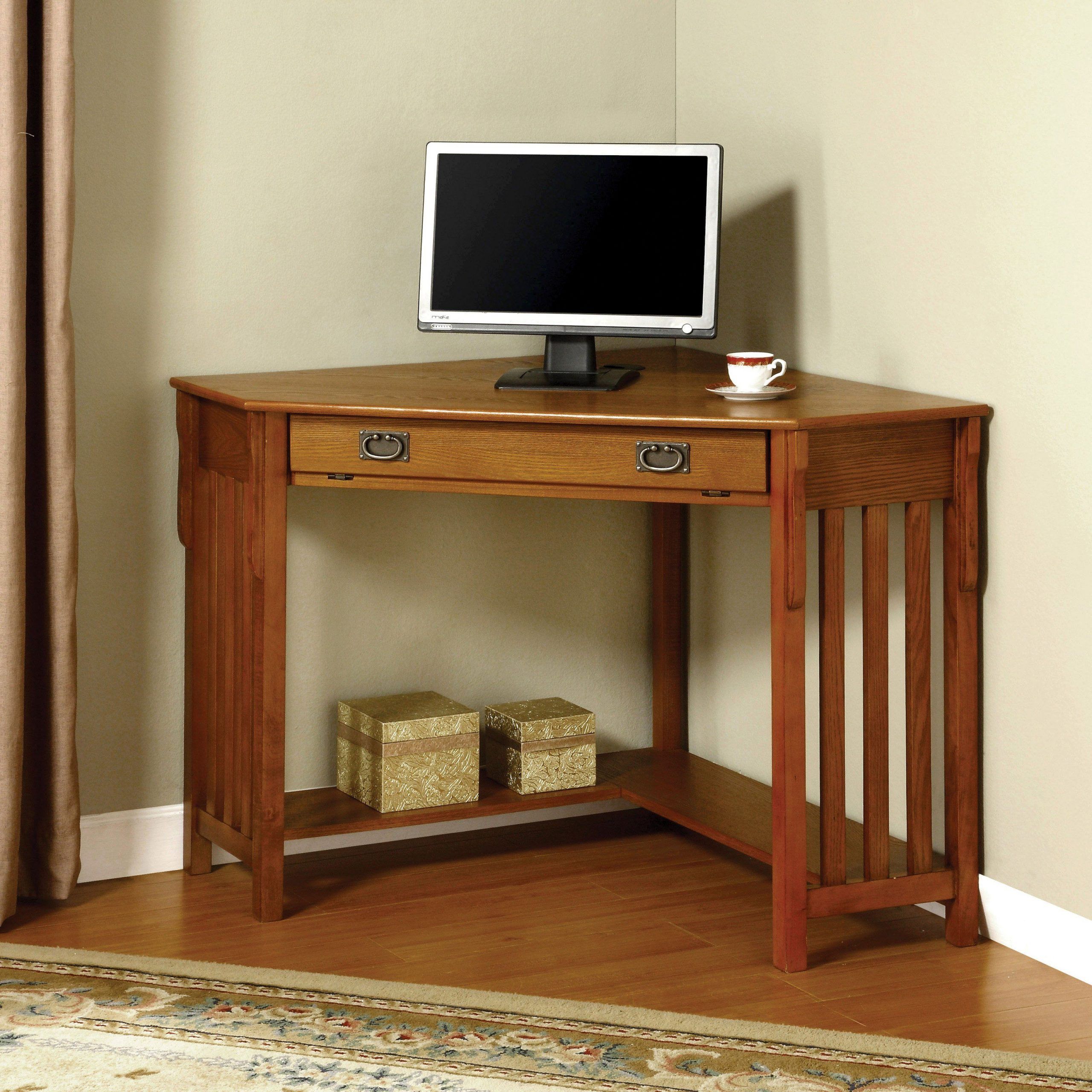 Furniture Of America Roque Solid Wood Corner Office Table | Corner Desk For Oak Corner Computer Writing Desks (View 5 of 15)