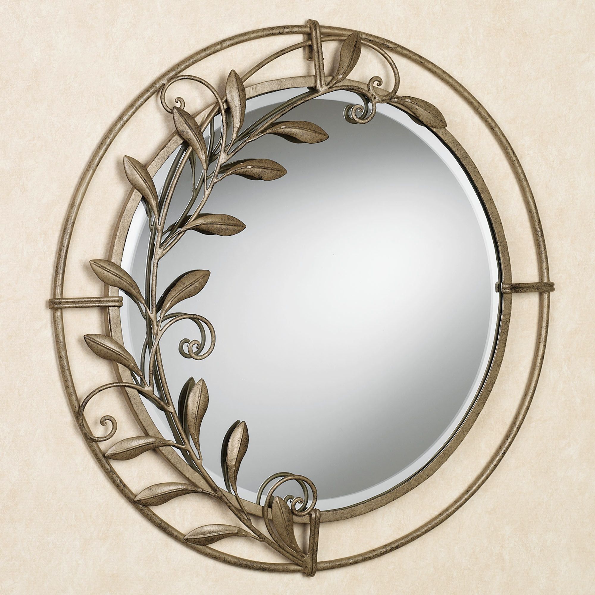 Galeazzo Antique Gold Round Metal Wall Mirror With Antiqued Glass Wall Mirrors (Photo 7 of 15)