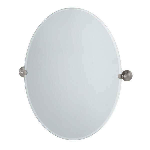 Gatco 4369lg Large Oval Mirror From The Charlotte Series – Satin Nickel Within Ceiling Hung Satin Chrome Oval Mirrors (View 1 of 15)