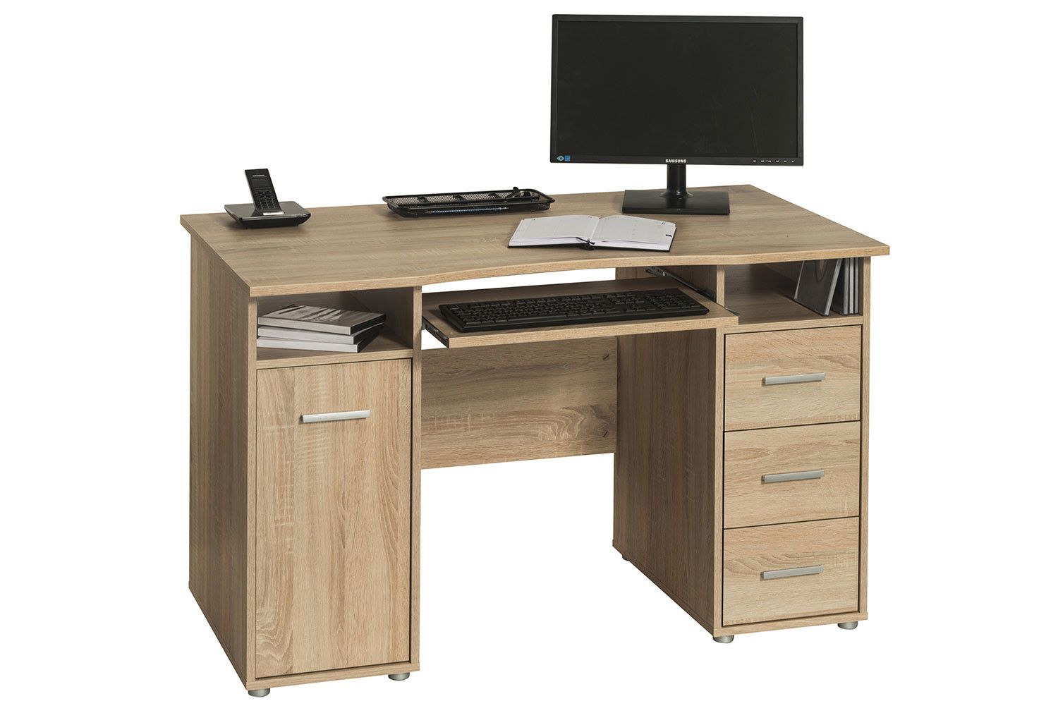 Gelo Home Office Desk (sonoma Oak) – Furniture At Work® Inside Sonoma Oak 2 Tone Writing Desks (Photo 12 of 15)