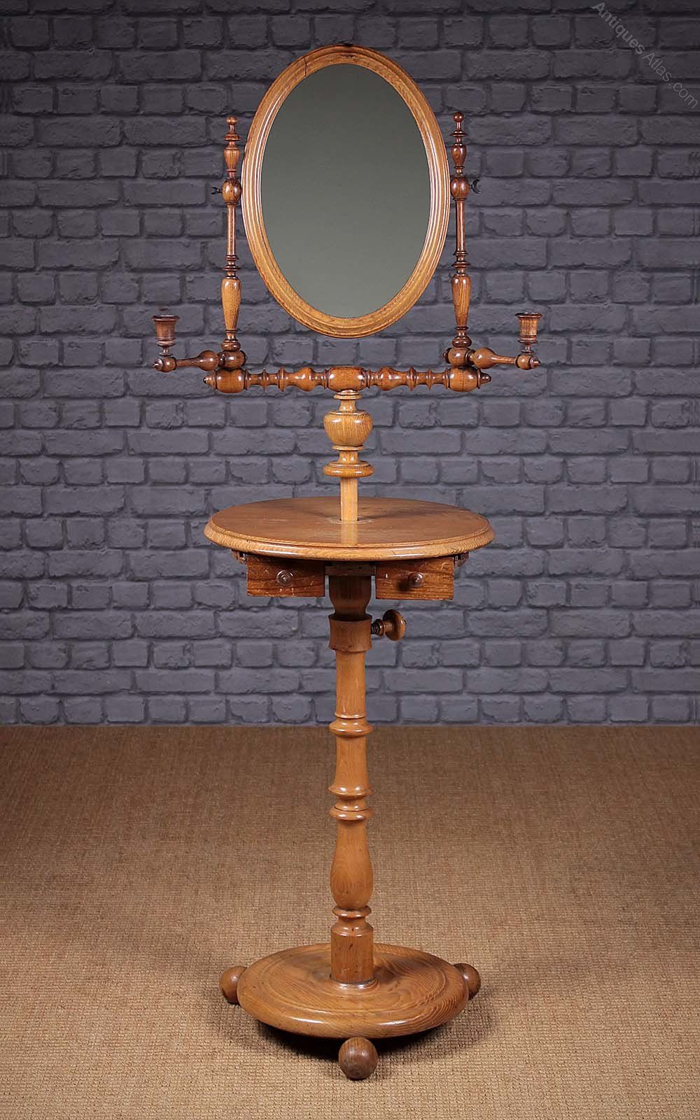 Gentleman's Shaving Mirror On Stand C.1880. – Antiques Atlas Intended For Antique Iron Standing Mirrors (Photo 5 of 15)