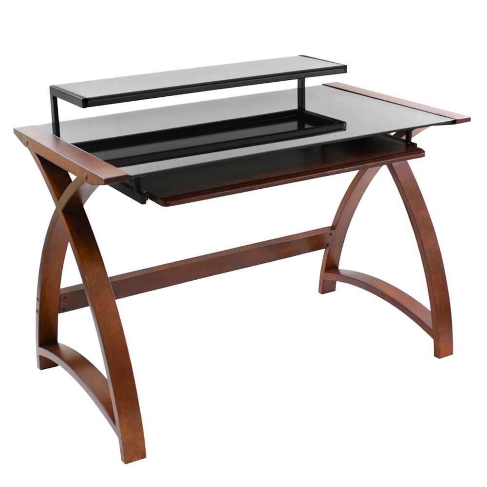 Glass Computer Desk For Elegant Appearance Throughout Glass White Wood And Black Metal Office Desks (View 11 of 15)