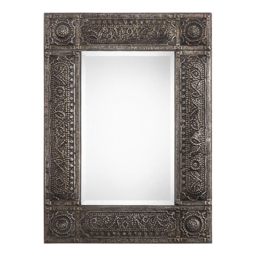 Global Direct 40.25 In L X 30.125 In W Rust Gray With Silver Framed Intended For Steel Gray Wall Mirrors (Photo 13 of 15)
