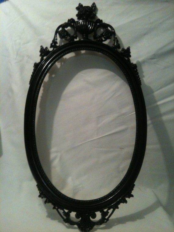Gloss Black Oval Picture Frame Mirror Shabby Chic Baroque For Glossy Blue Wall Mirrors (View 14 of 15)