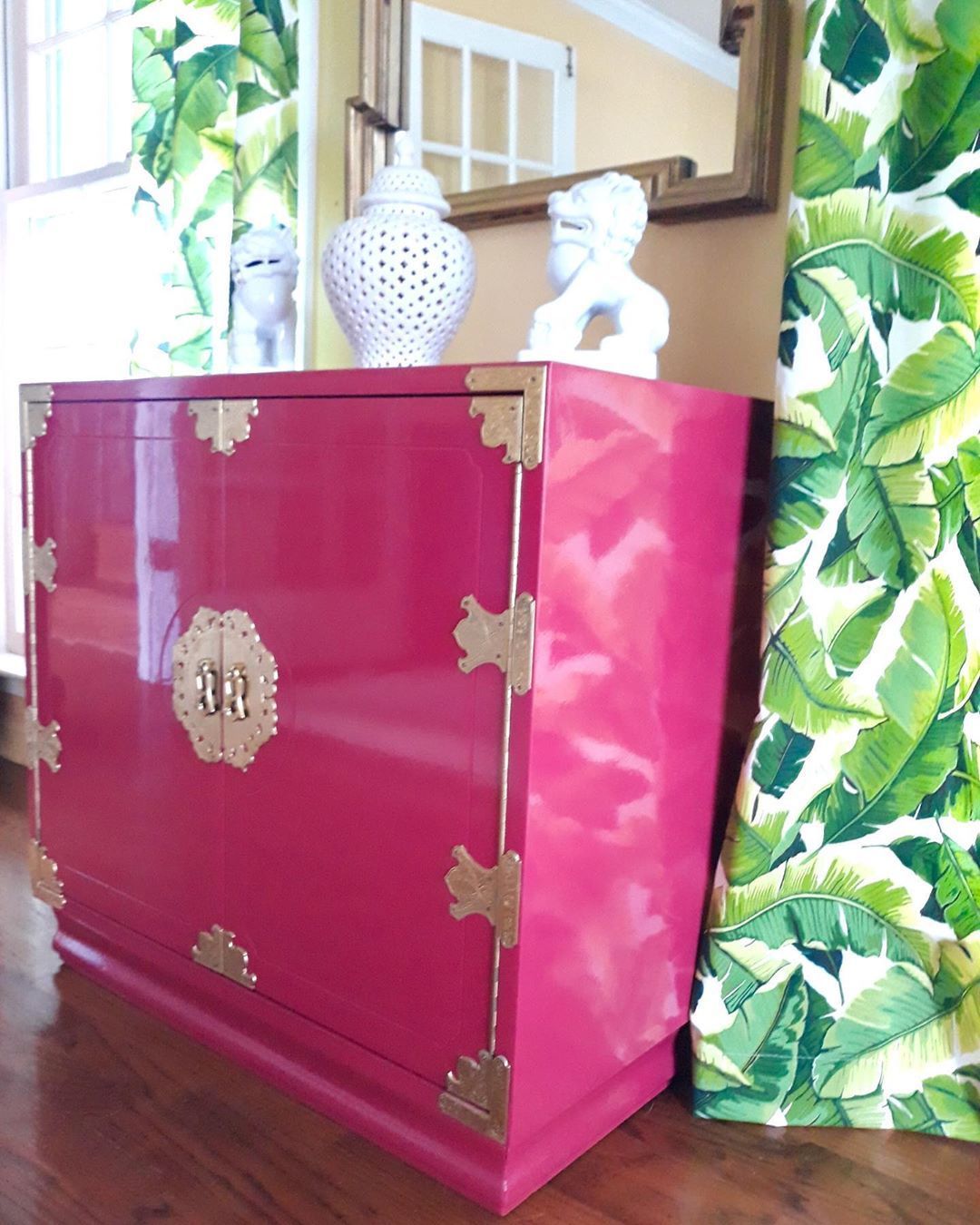 Glossy Lacquered Hot Pink Henredon Chest | Colorful Furniture For Pink Lacquer 2 Drawer Desks (View 13 of 15)