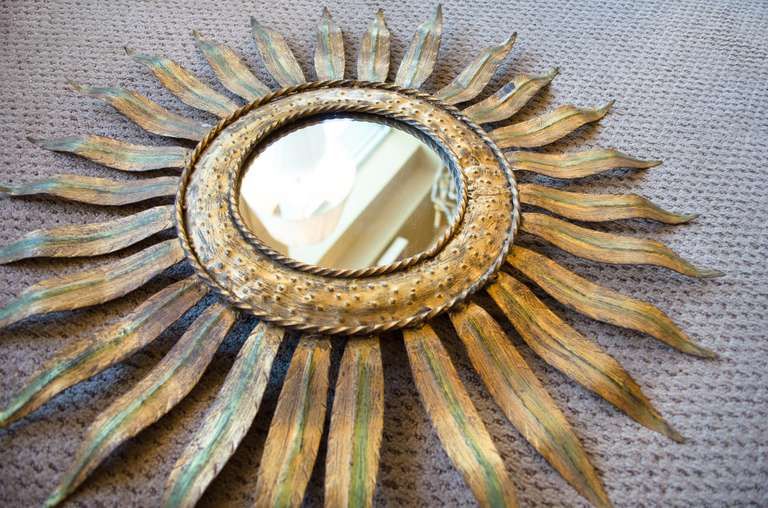 Gold Leaf Sunburst Mirror At 1stdibs Regarding Carstens Sunburst Leaves Wall Mirrors (Photo 6 of 15)