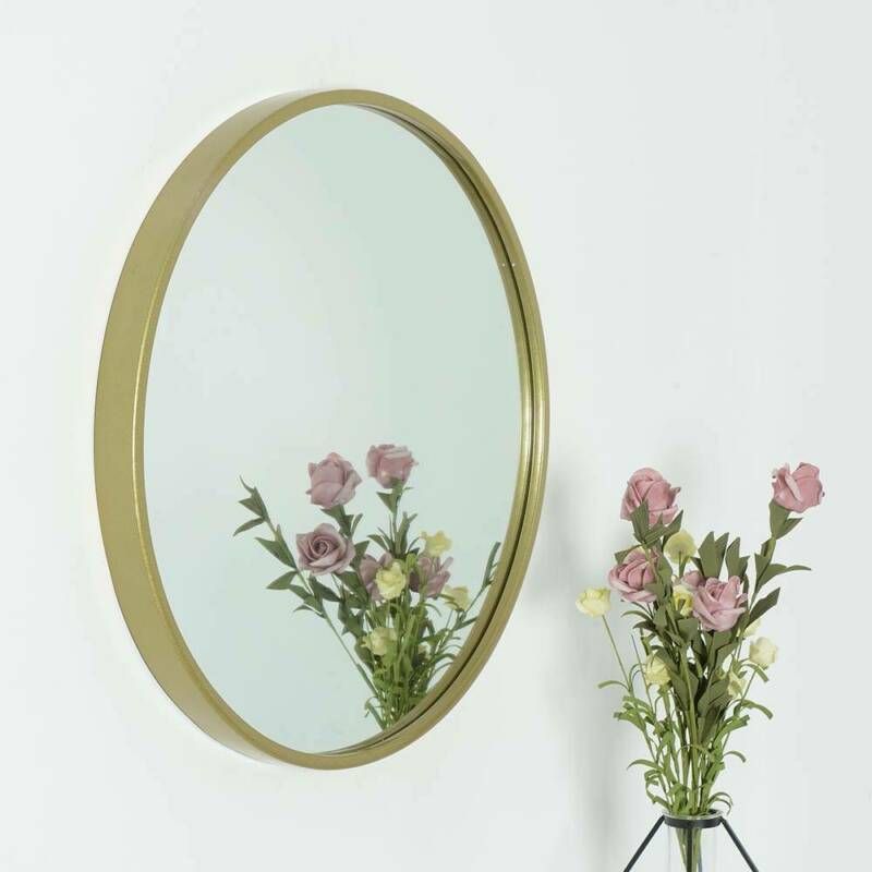 Gold Round Wall Mirror Bathroom Frame Mirror Iron Wall Mounted Mirror Inside Karn Vertical Round Resin Wall Mirrors (Photo 2 of 15)