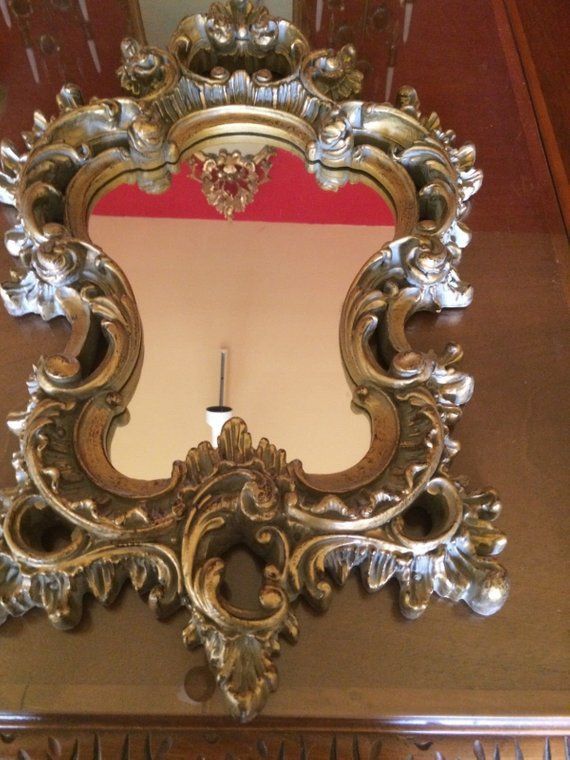 Gold Wall Mirror Vintage Ornate Baroque Mirror Hand Painted | Etsy With Regard To Gold Decorative Wall Mirrors (Photo 13 of 15)