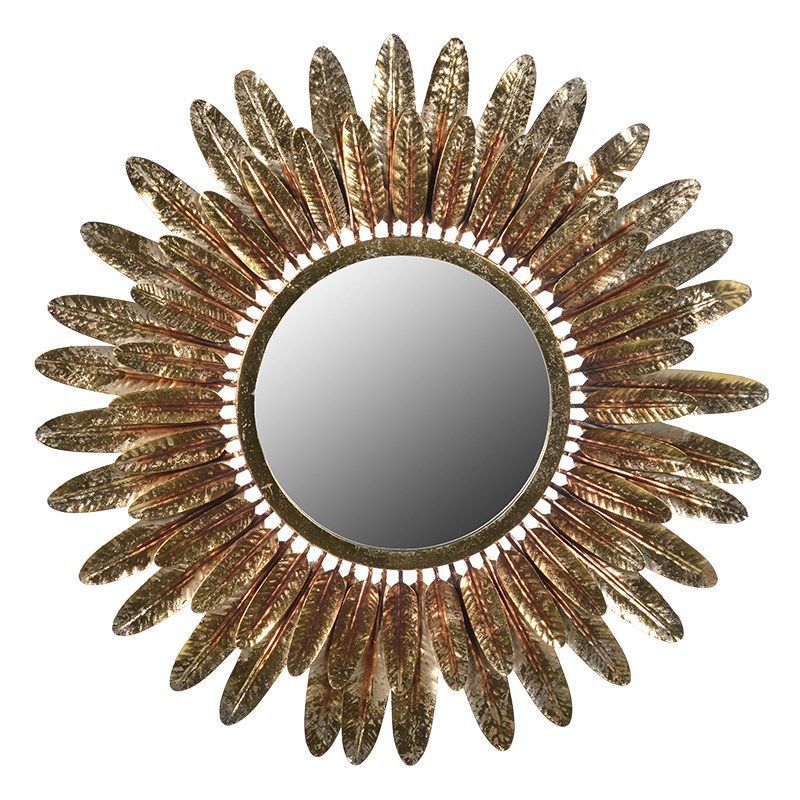 Golden Feather Round Mirror | Gold Feathers, Gold Home Accessories Intended For Golden Voyage Round Wall Mirrors (Photo 1 of 15)